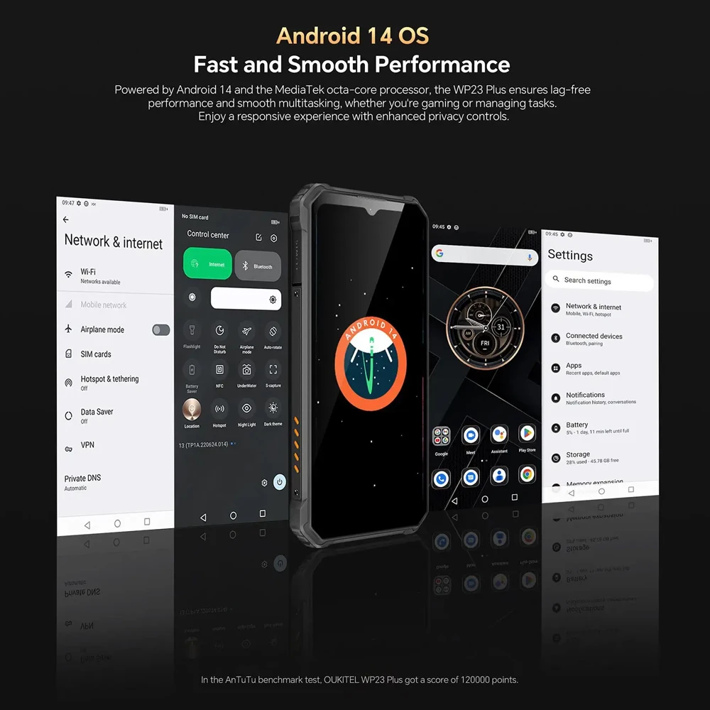 Oukitel WP23 Plus 4G Rugged Smartphone Android 14 6.52" HD 8GB+256GB Unisoc T606 Octa-core Mobile Phone 10600mAh 13MP NFC Phones
