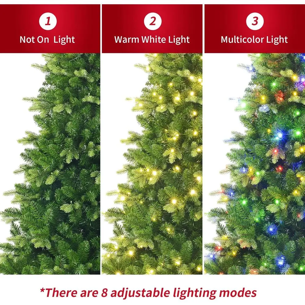 شجرة عيد الميلاد مضاءة مسبقًا بطول 6.5 قدم مع موسيقى، 340 مصباح LED باللون الأبيض الدافئ ومتعددة الألوان، 1036 نصائح فرعية من البولي إيثيلين والPVC، جهاز تحكم عن بعد #3