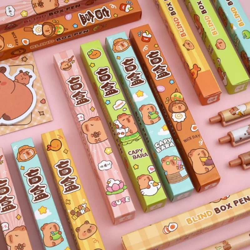 60pcs/lot Kawaii Capybara Press Gel Pen Cute 0.5mm Black Ink Signature Pens Promotional Gift Office School Supplies