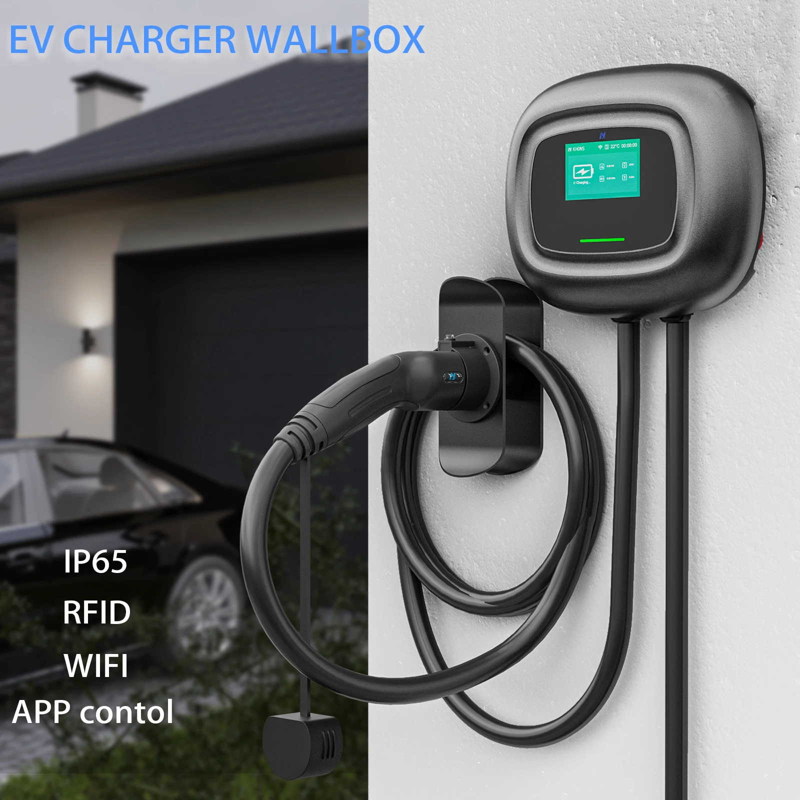 Khons EV WallBox 22kw Type2 Three-Phase Electric Vehicle Charging Station 16A 32A EVSE Wall Mounted Charging Wallbox IEC 62196-2