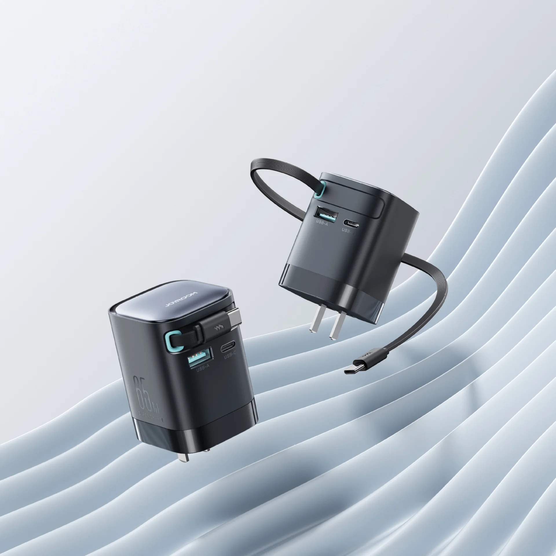 Joyroom-ラップトップ電話充電ヘッドを内蔵したタイプCケーブル充電器、急速充電、伸縮式、65w