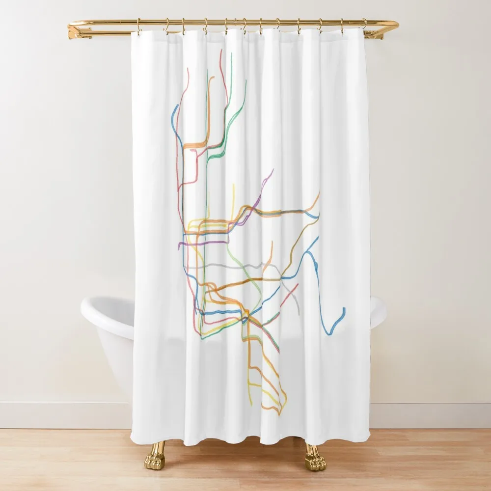 

NYC Minimalist Watercolor Subway Map Shower Curtain For The Bathroom Luxury Bathroom Toilet Accessories Bathroom Curtain