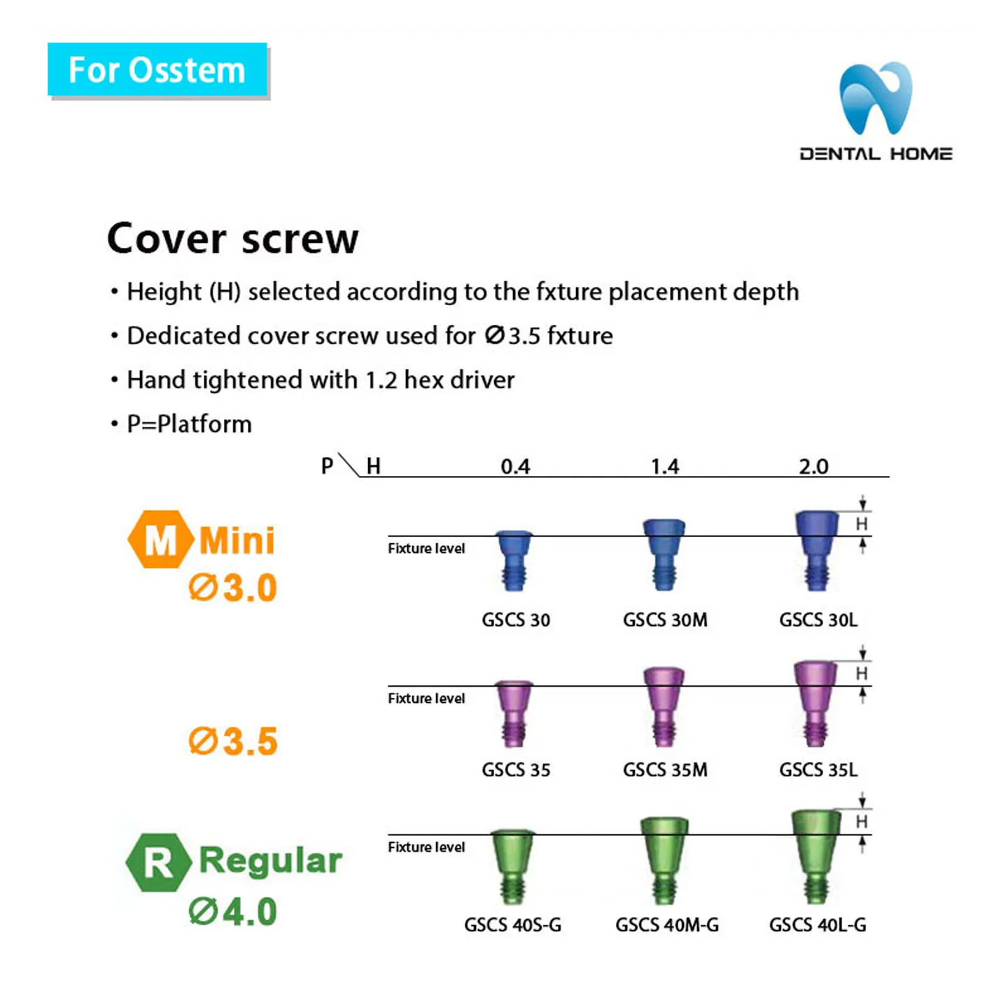 For Osstem Cover Screw for Dental Implant Hardware