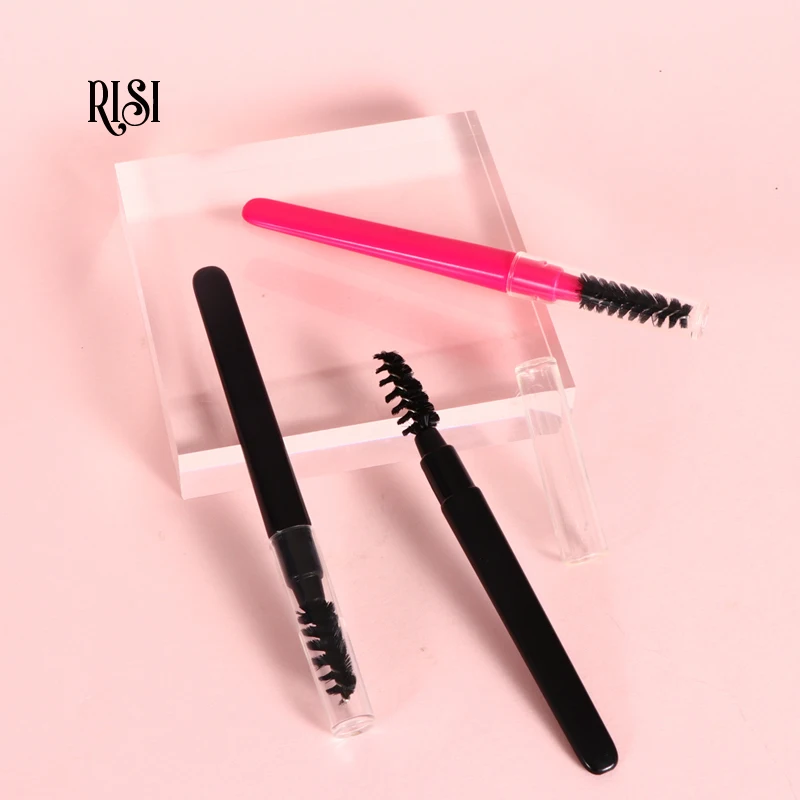 RISI-Baguettes de mascara avec couvercle, accessoires pour cils, brosse à sourcils rose noir, pinceaux de maquillage, outils, gratuit