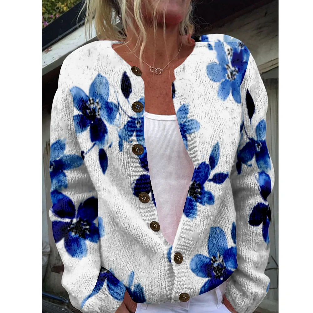 

Осень-зима вязаный синий кардиган повседневный свитер уличная одежда женские свитера вязаный топ крутые джемперы модные