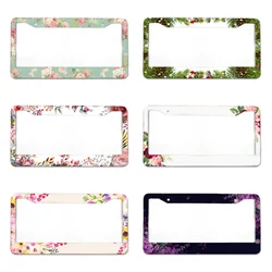 Beautiful Little Flower1 American Standard Aluminum Alloy Car License Plate Cover Car Accessories Waterproof License Plate Cover