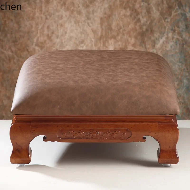 worship stool solid wood worship mat leather worship chair kneeling repentance stool for home temple mat thickened