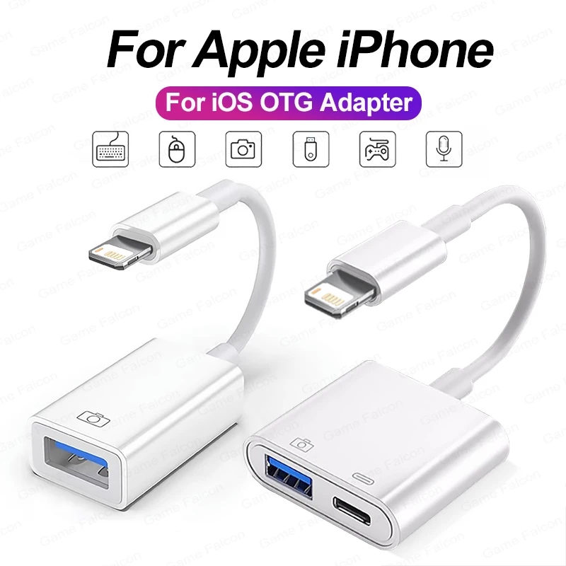 OTG Adapter Lightning To USB 3.0 Fast Charge Cable For iPhone 14 Pro Max 13 12 11 X XS XR 8 USB C Splitter Type C Data Convertor