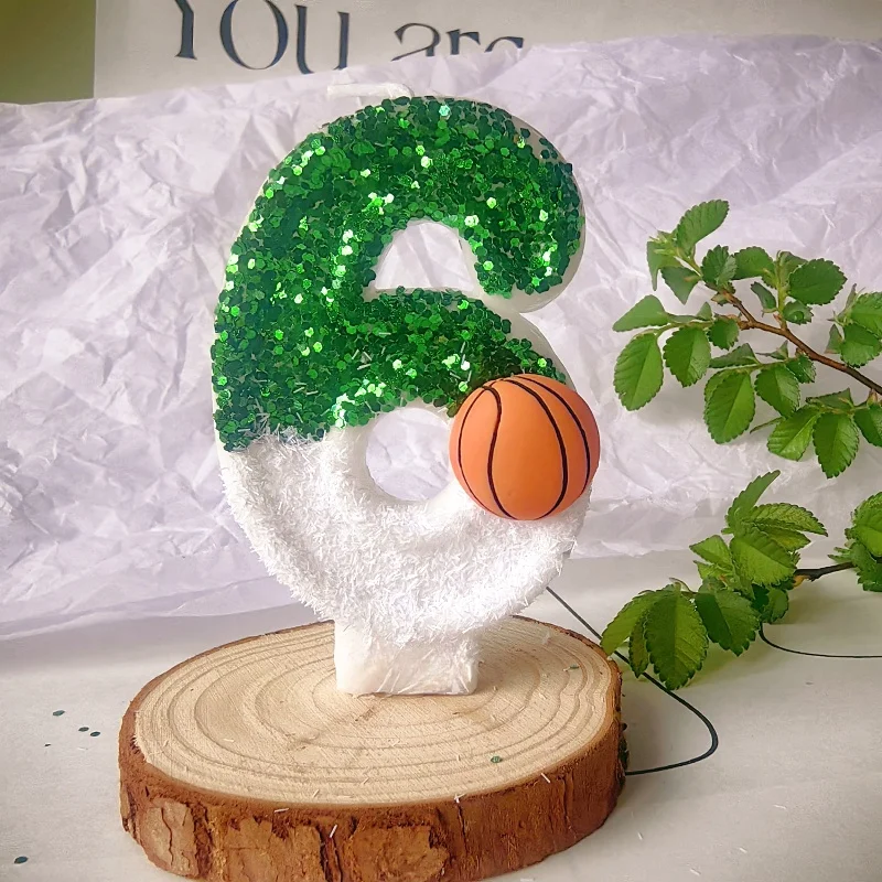 New 0-9 Number Birthday Candles Original Green and White Basketball Digital Party Candle Decoration
