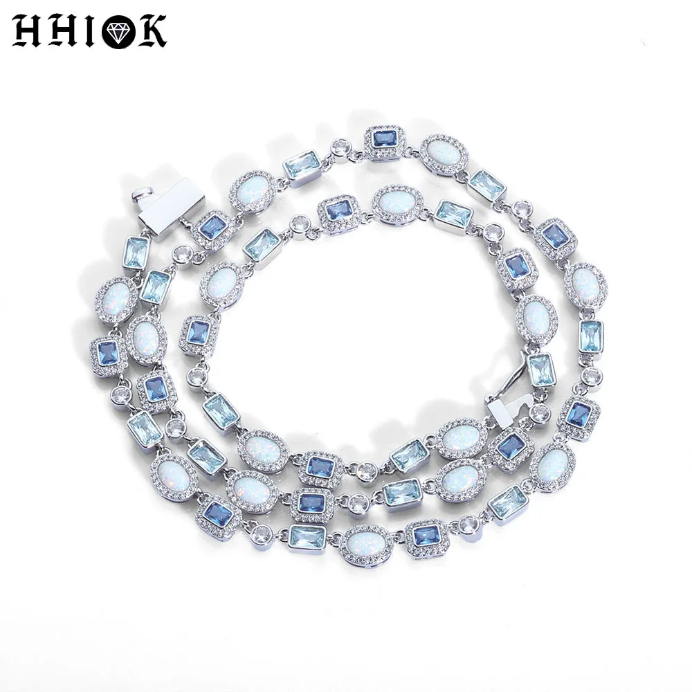 

Colored Gemstones Ladies' Jewelry Geometric Patterns Chilled Blue Diamond Necklace Opal High end Spring Buckle Jewelry