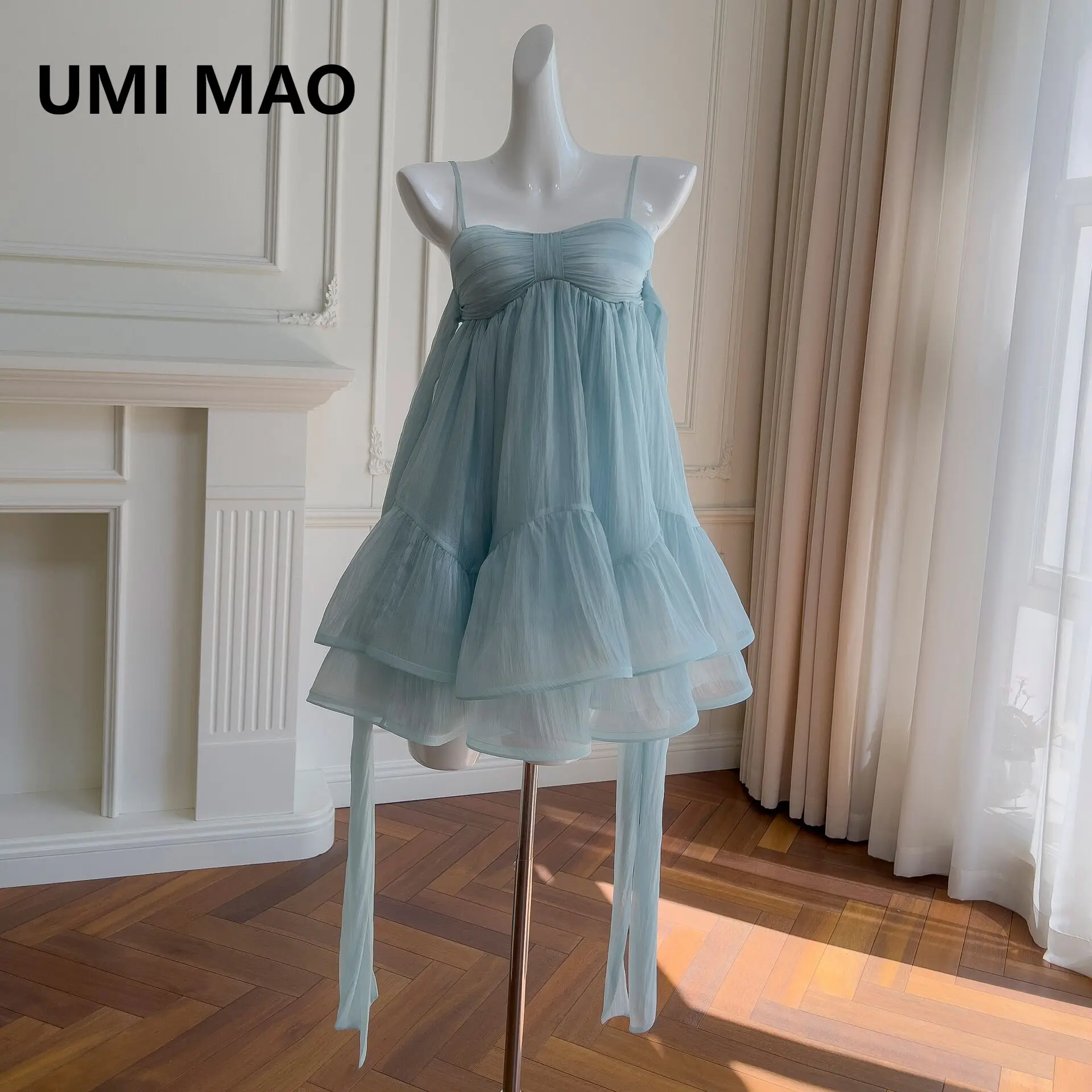 UMI MAO пляжное платье без бретелек для женщин во французском стиле светская львица элегантные роскошные нежные пышные платья принцессы Femme UMI MAO пляжное платье без бретелек для женщин во французском стиле светская львица элегантные роскошные нежные пышные платья принцессы Femme