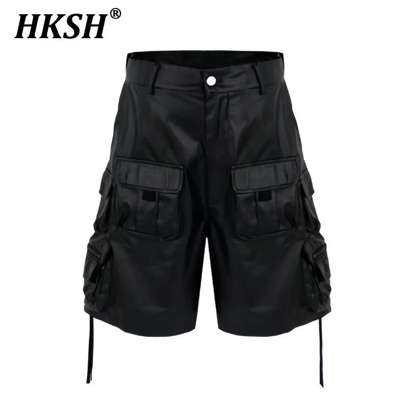 

HKSH American High Street Spring Summer New Men Tide Dark Coated Shorts Women Chic Ins Loose Pockets Safari Style Capris HK4419