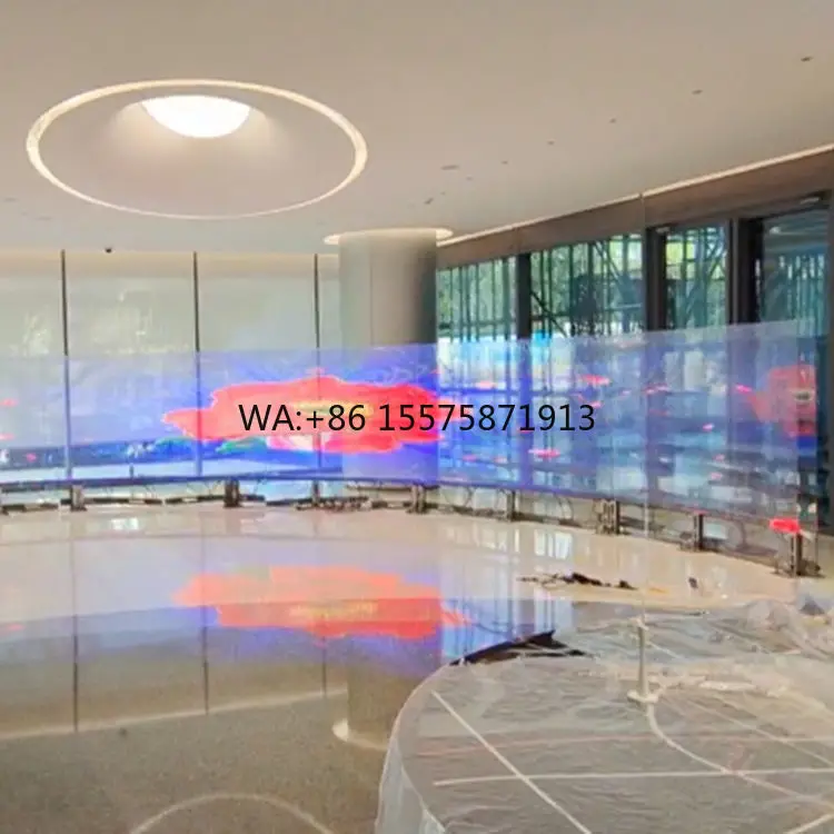 Customizable High Brightness Full Color LED Transparent Screen Display for Supermarket Advertising HD Video Wall 8mm Pixel