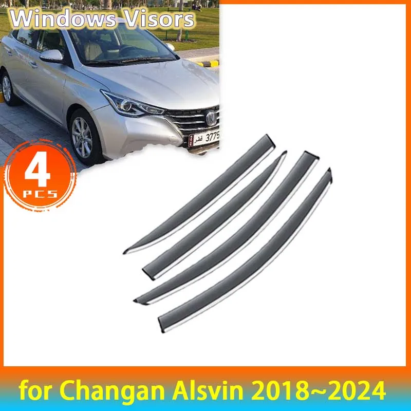 

Deflectors for Changan Alsvin 2018~2024 Farda 511 Accessories Car Windowa Visors Wind Shield Rain Eyebrow Guards Wind Sun Visor