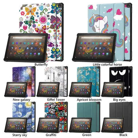 Case for Amazon Fire HD 10 (2023) 10 inch Tri-Folding Stand Smart Leather Tablet Cover For Fire HD 10 2023 Anti-drop Case