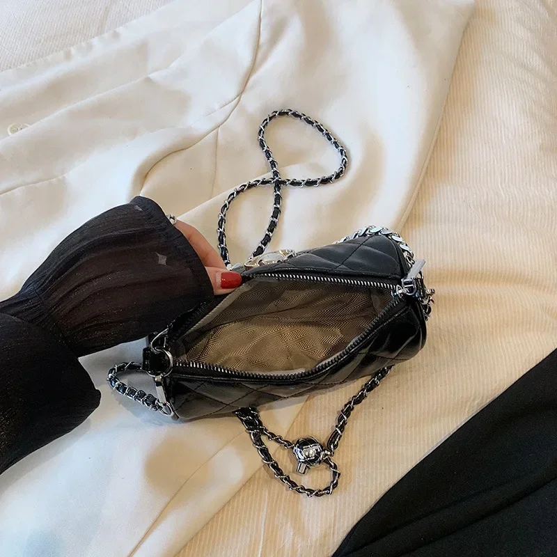 Sac cylindrique à chaîne en losange – 2025 neuf, niche haut de gamme, polyvalent de style étranger, épaule/messager