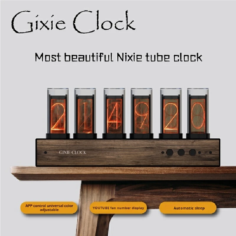 Analog Glow Tube Clock Steins Gate App Control Youtube Fan Display Custom Display Smart Networking Multi-Color Adjustable