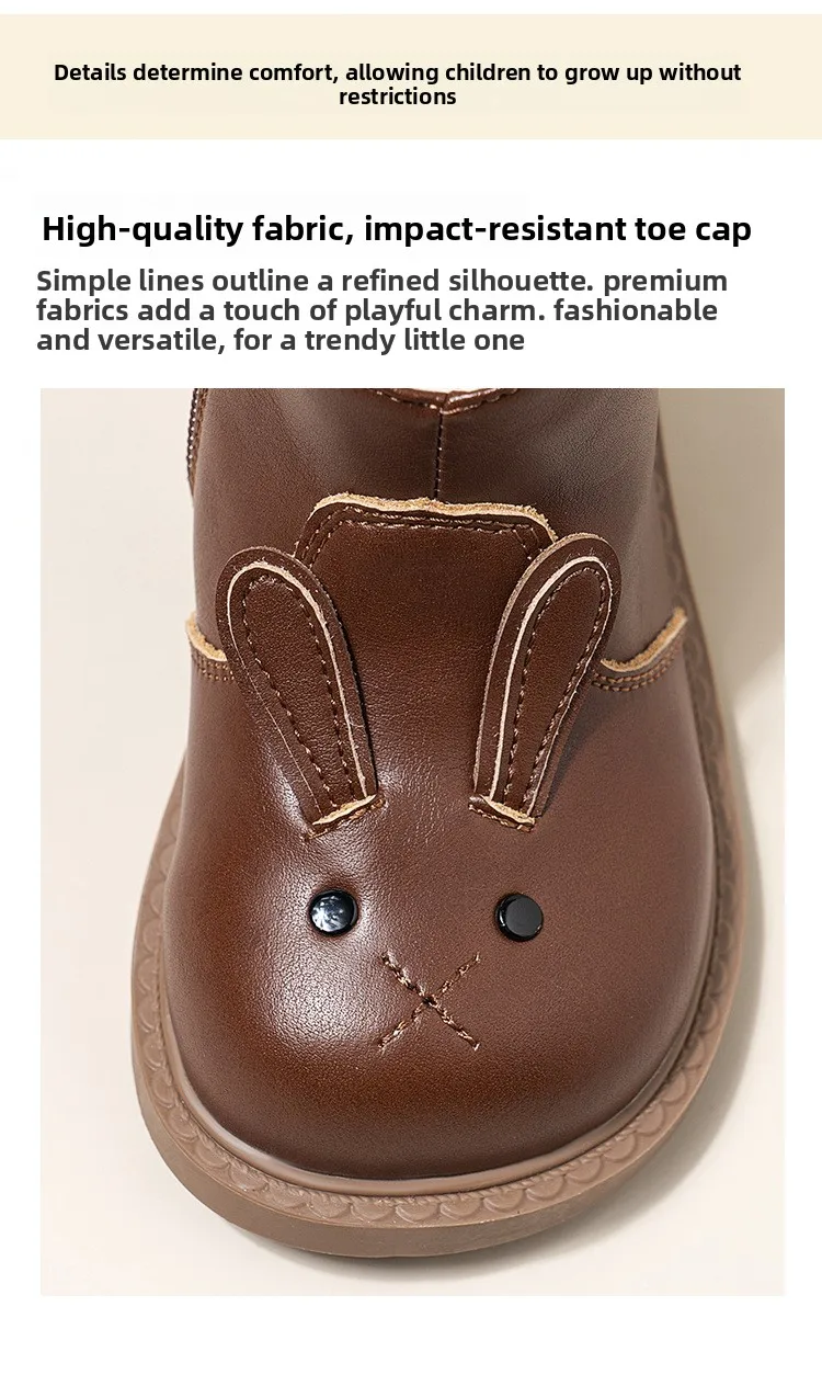206 Cartoon-Kaninchen-Baby-Stiefeletten für Mädchen im England-Stil, niedliche Hasen-Winterstiefel mit niedrigem Absatz für Kinder und Mädchen – Detail 7