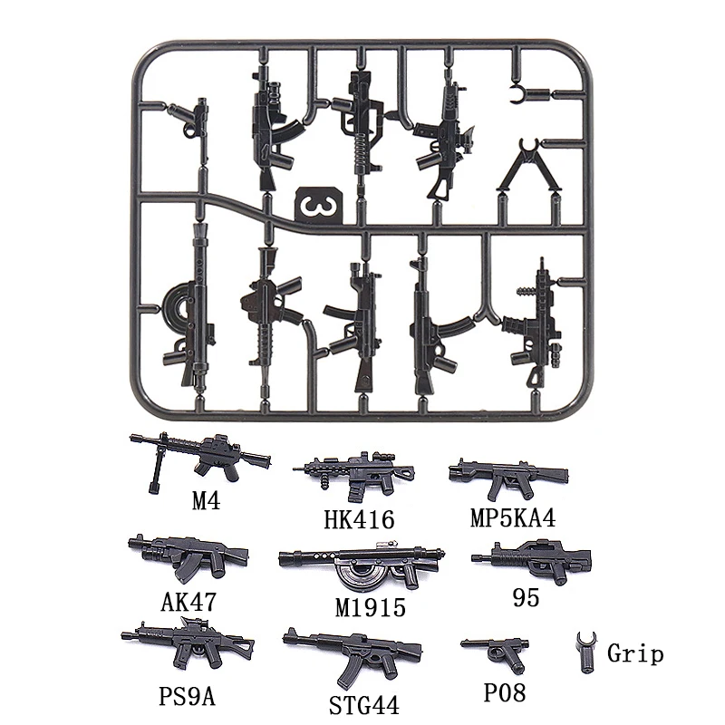 35PCS City Police SWAT Heavy Weapons Military Building Blocks Machine Guns AK MOC WW2 Soldiers Army Bricks Accessories Kids Toys