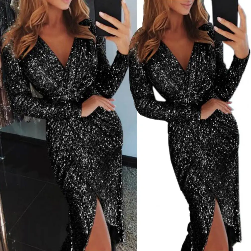 Lady Dress Long Sleeve Slim Fit Party Dress Elegant Sexy Sheath Dress For Dating