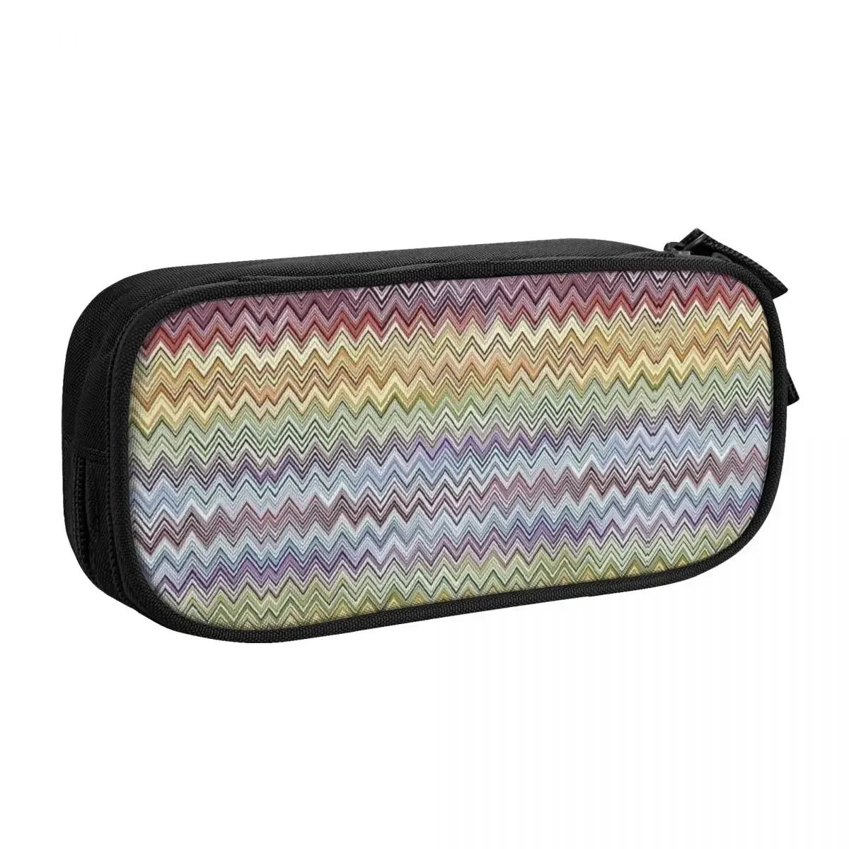 Boho Chic Modern Zigzag Korean Pencil Case Boy Girl Large Capacity Geometric Multicolor Pencil Box Students Stationery