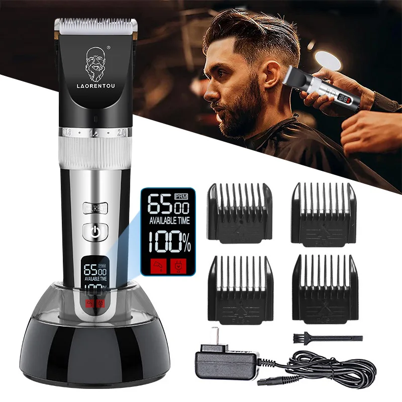 Professional Hair Clipper for Grooming With Charge Standr Cordless Electric Shaver Man 5 Speeds Trimmer Home Hair Cut Machine