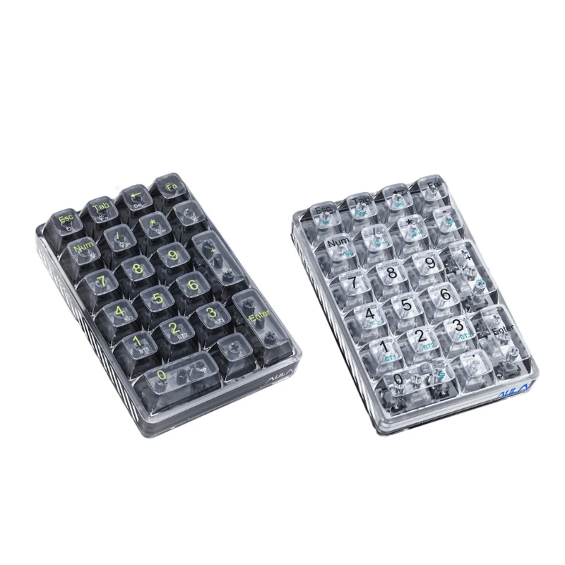 

Mechanical Keyboard Transparent 3 Modes Wireless Bluetooth-compatible 21 Digital Keypad Hot Swap Office Desktop Dropship