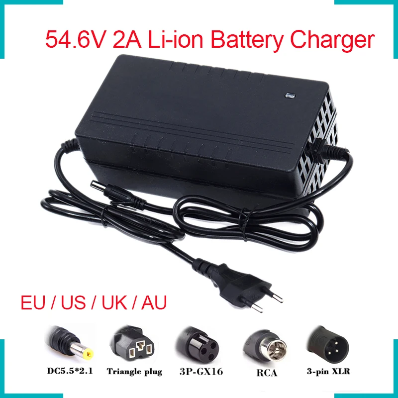 

54.6V 2A AC 110-220V Lithium Battery Smart Charger 48V 2A Charger For 13S 48V Electric two wheelers High Quality Fast Charger