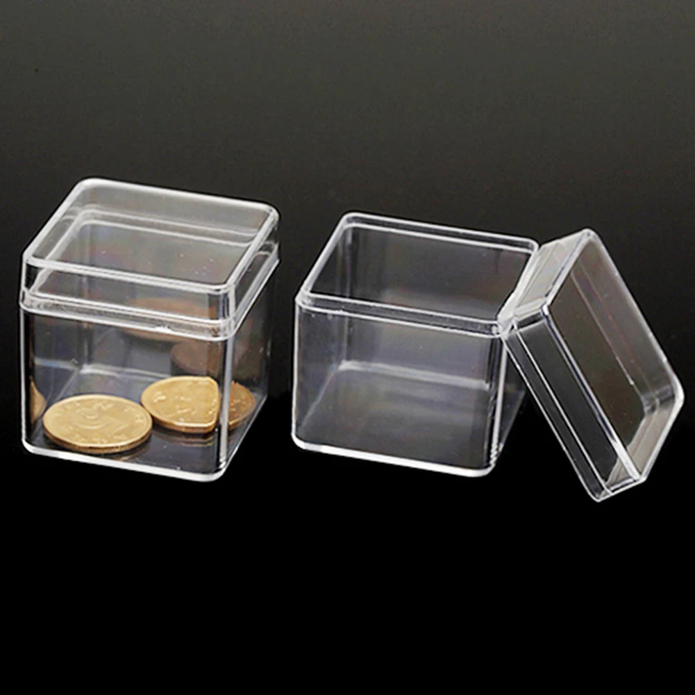 1/2/4Pcs Small Clear Storage Boxs Acrylic Square Candy Dragee Box Jewelry Container Nail Screws Containers Storage