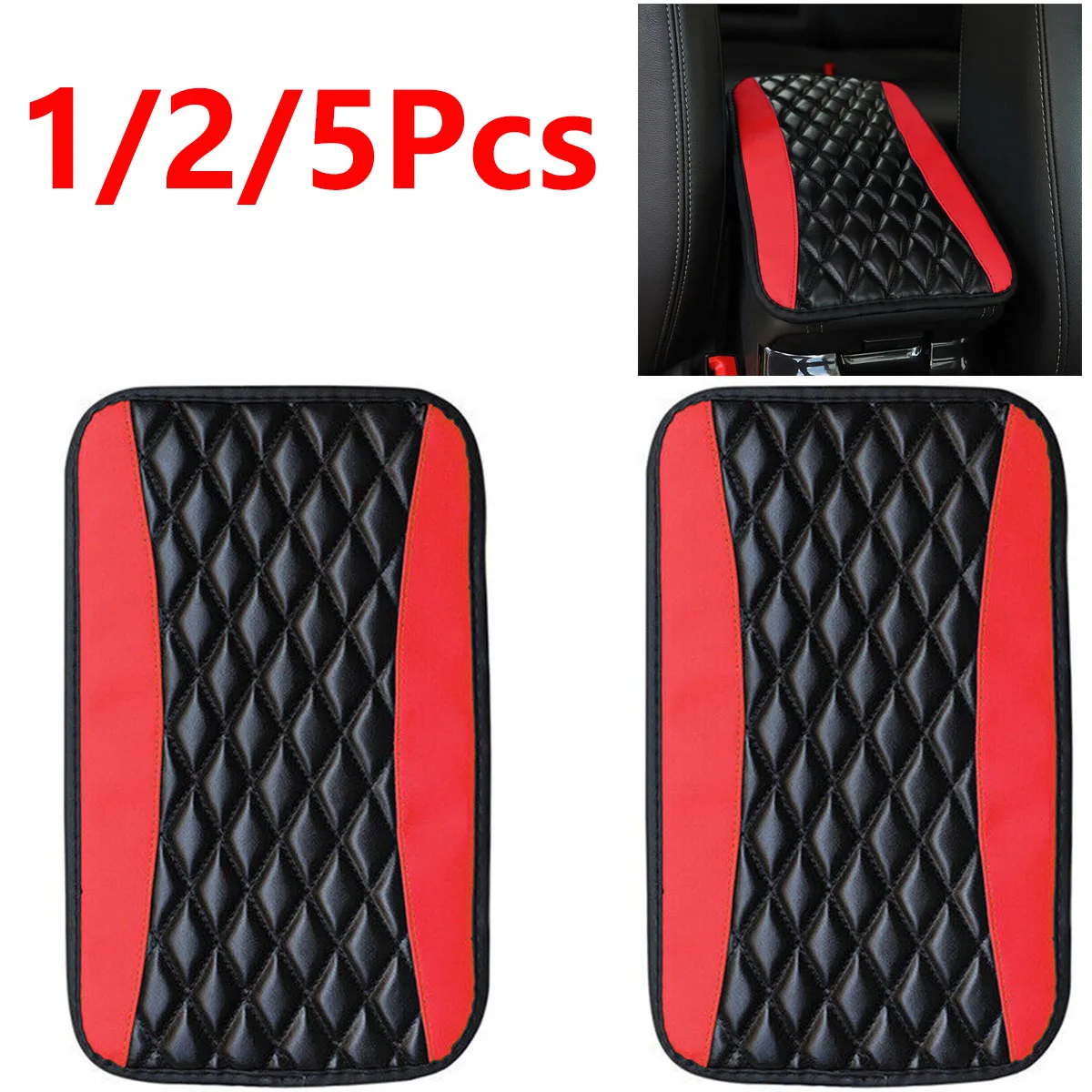 

1/2/5Pcs Car Armrest Cushion Center Control Cushion Cover Interior Accessories PU Leather Lattice Cushion Waterproof Pad Mat DIY