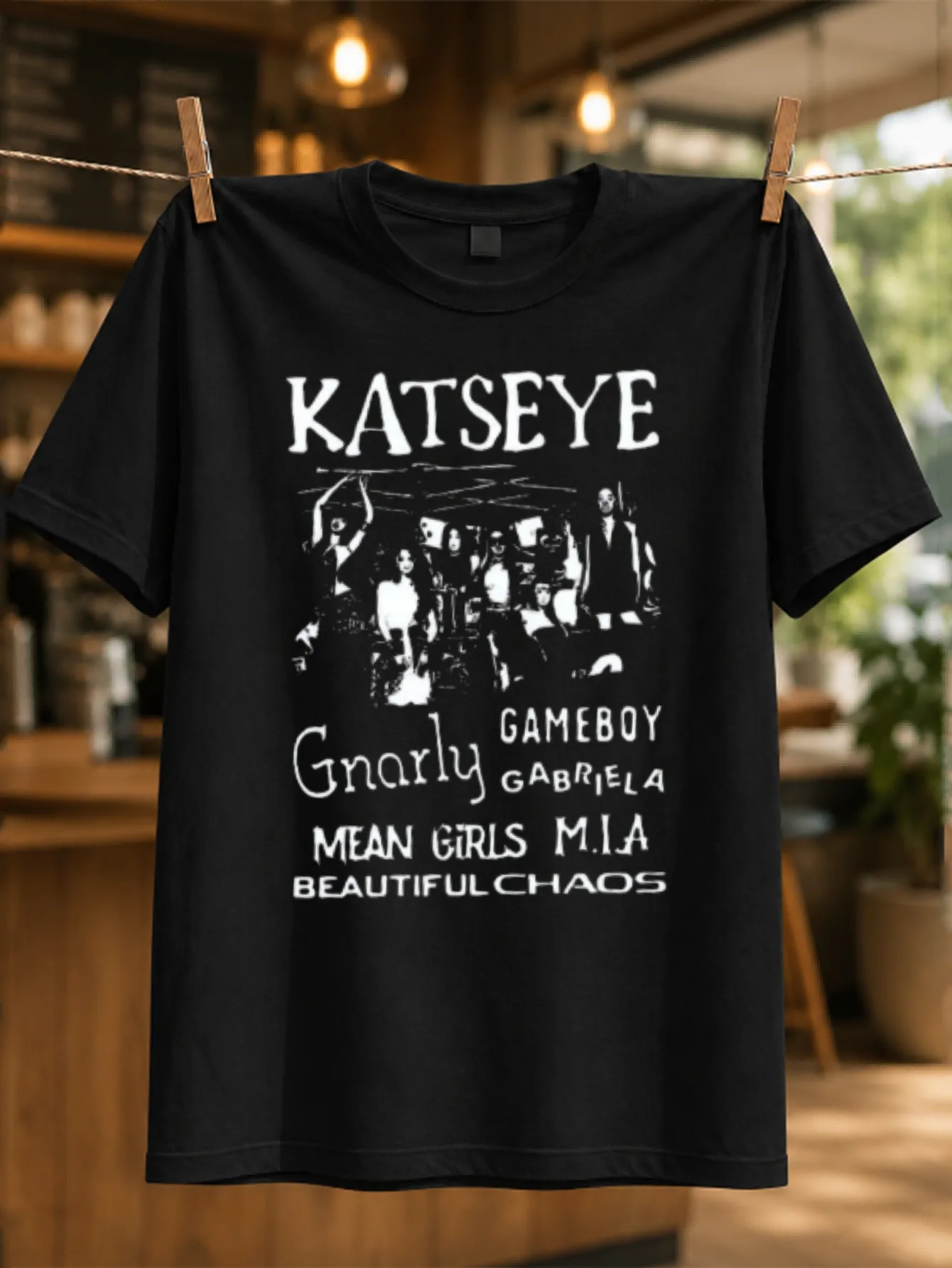 Katseye   group photo with member names and rough handwritten lettering chaotic girl group fan  Unisex All T-Shirt