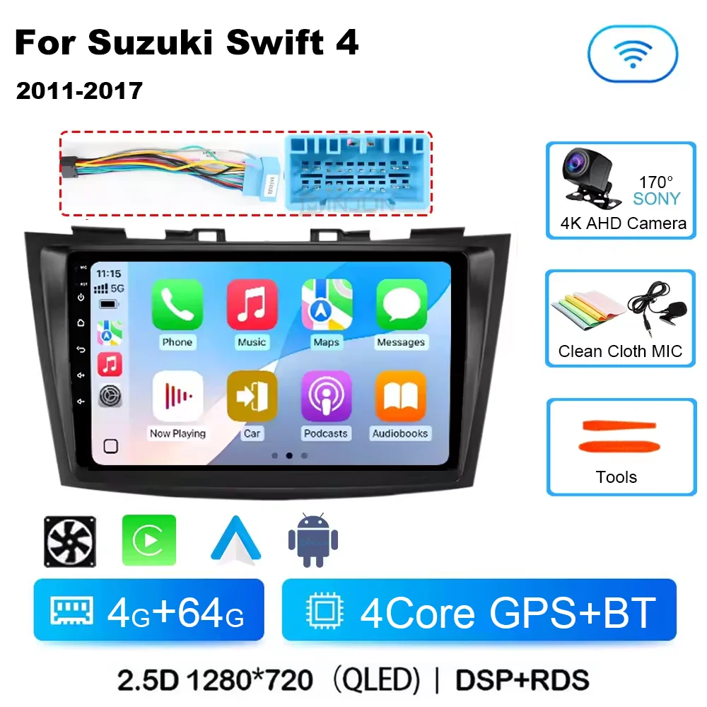 Android 15 Autoradio Stereo Voor Suzuki Swift 4 2011 2012 2013 2014-2017 Multimedia Video Player Carplay auto Audio Stereo GPS