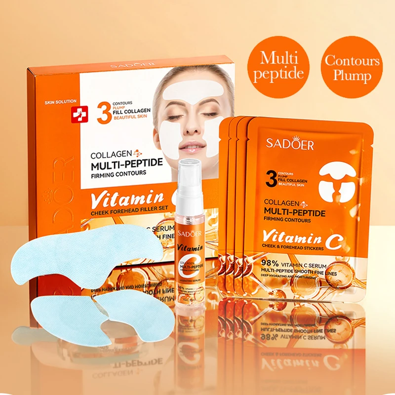 5pcs/set SADOER Peptide Vitamin C Freeze-Dried Face Serum Cheek Forehead Patch Firming Masks Sets Moisturizing Face Skin Care