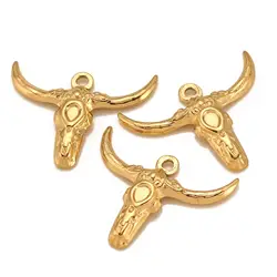 3pcs Bull Head Charms Personality Animal Stainless Steel Pendants DIY Necklace Bracelet Jewelry Makings Findings Accessories