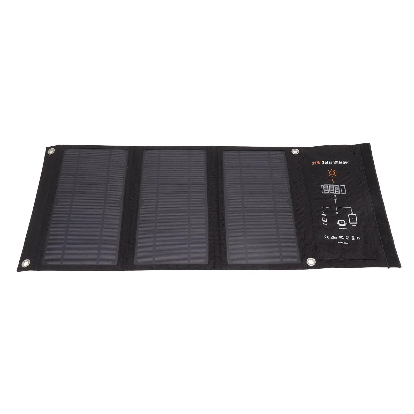 

21W Portable Foldable Solar Panel Charger Black Dual USB for outdoor Hiking Camping Phone Charger