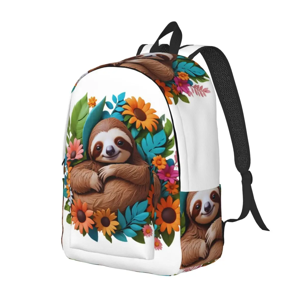 

Whimsical Sloth On Tropical Leaf Backpack Daypack Large Capacity Children BookBag School Bag Shoulder Bags for Men Women