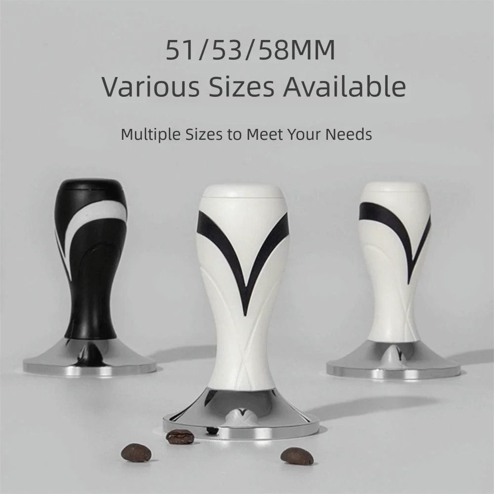 51/53/58mm Coffee Tamper Constant Pressure Flat Bottom Coffee Powder Press ABS Anti-slip Handle Coffee Leveler Professional Use