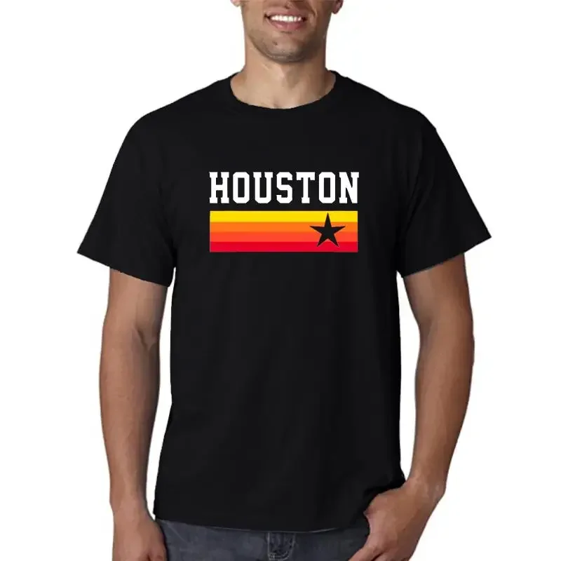 Houston Baseball Throwbacks Astro Vintage Stripes T Shirt Sunlight Weird High Quality Mens Tee Shirts Humor Male Costume