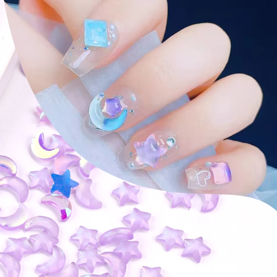 Mixed Size Aurora Star Shape Nail Charms Diamonds Resin Love Jewelry DIY 3D Nails Art Accessories Crystal Manicure Decoration