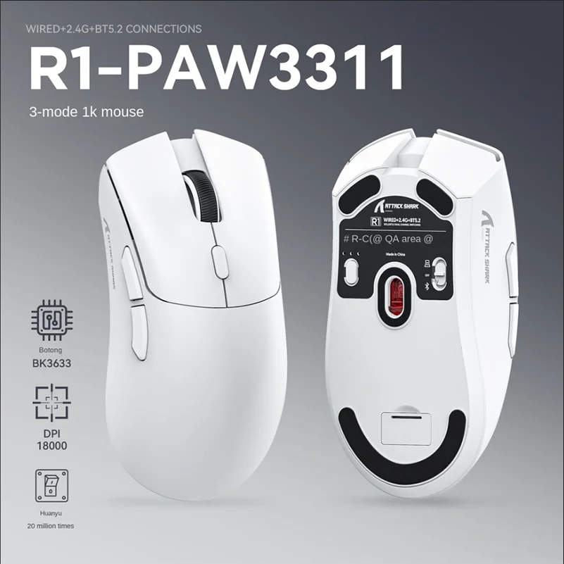 Attack Shark R1-PWA3311 Wireless Bluetooth Mouse