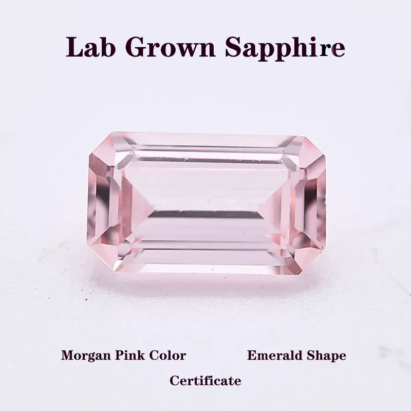 

TOP Lab Grown Sapphire Emerald Shape Morgan Pink Color DIY Advanced Jewelry Making Materials Charms Gemstone with Certificate