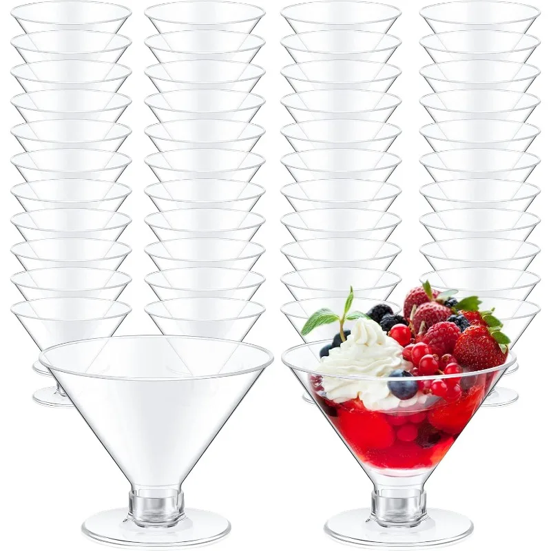 500 Pcs 5 oz Plastic Martini Glasses Disposable Clear Cocktail Dessert Parfait Glasses Unbreakable Mini Martini Cups for
