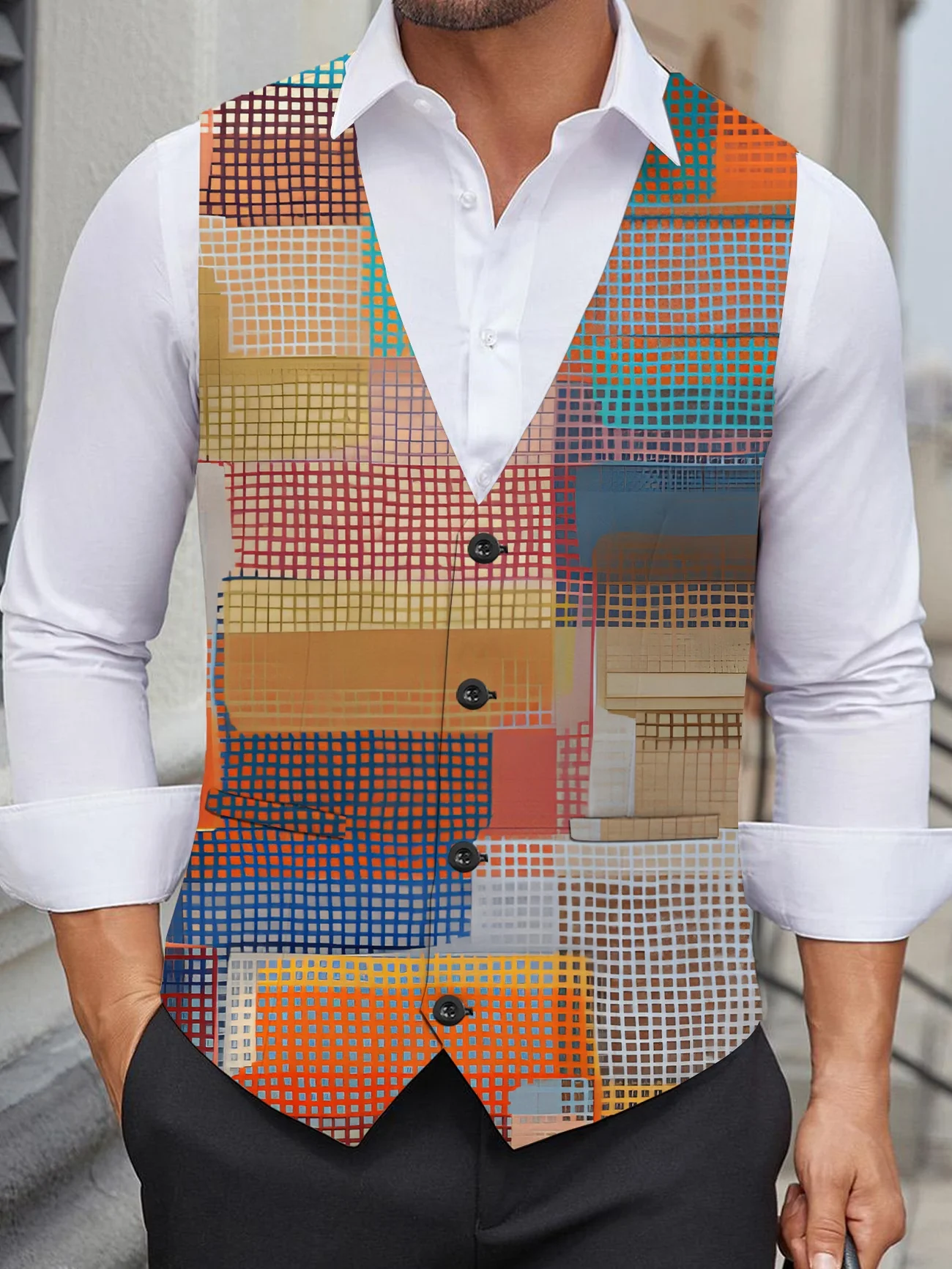 

Новая мужская повседневная рубашка с длинными рукавами, черно-белым принтом в виде нот, отложным воротником и однобортной застежкой.