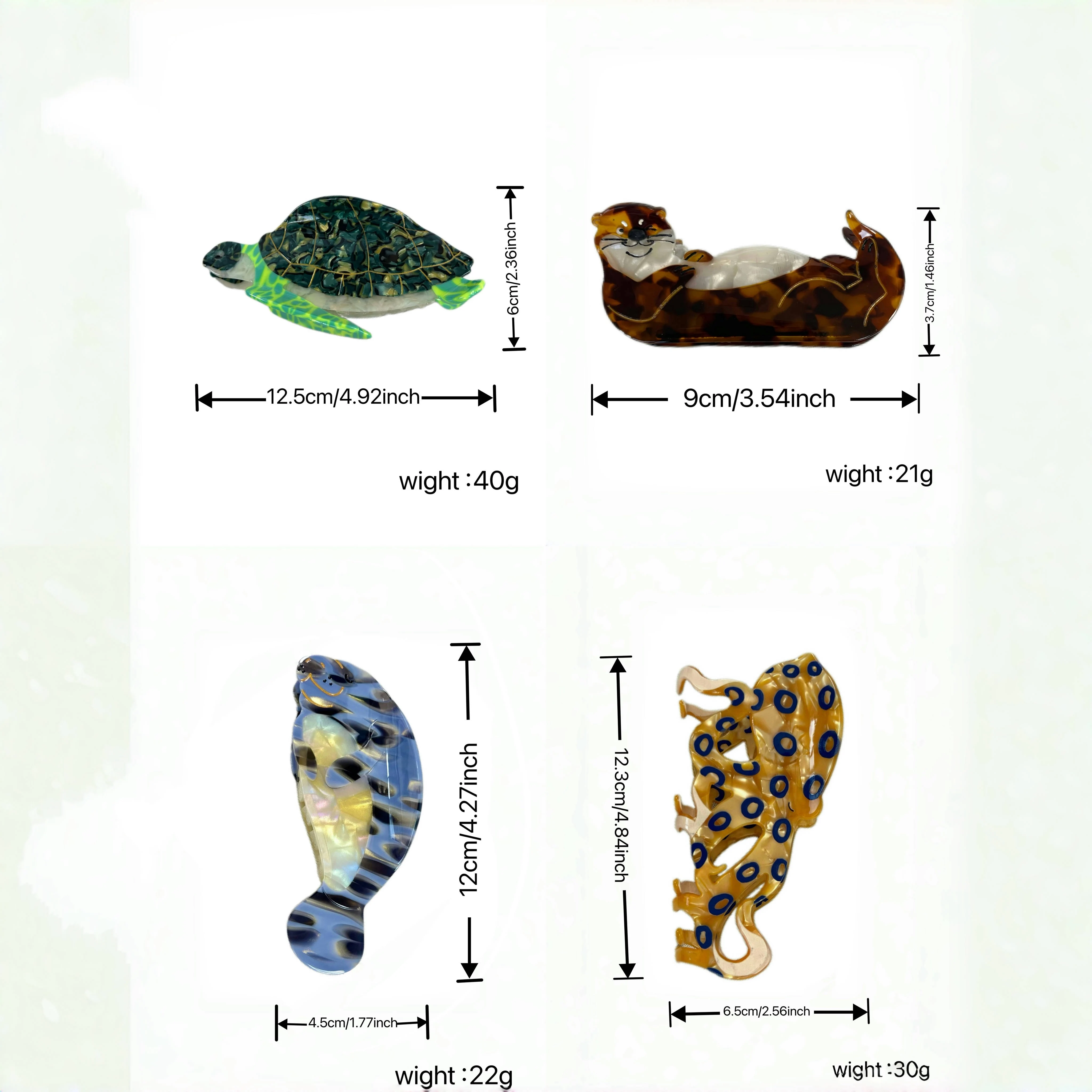 

Marine Animal Claw Hair Clips. Unique Casual Island Style. Acetate, Handmade. High - Quality. Fashion - Trendy.