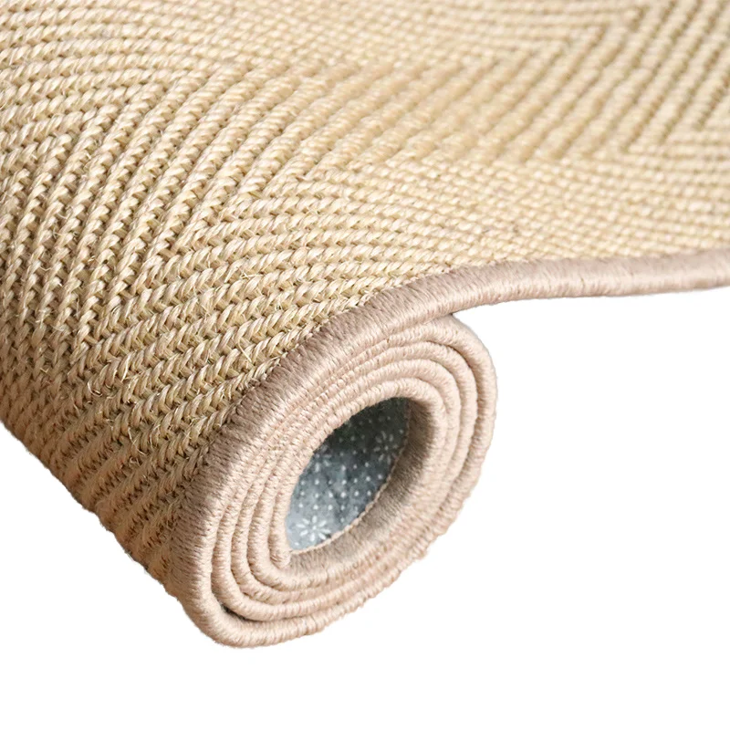 Handmade Indoor Solid Color Jute Carpet Small Floor Carpet for Home Hotel Plain Style Living Room Medium Pile Antislip Backing