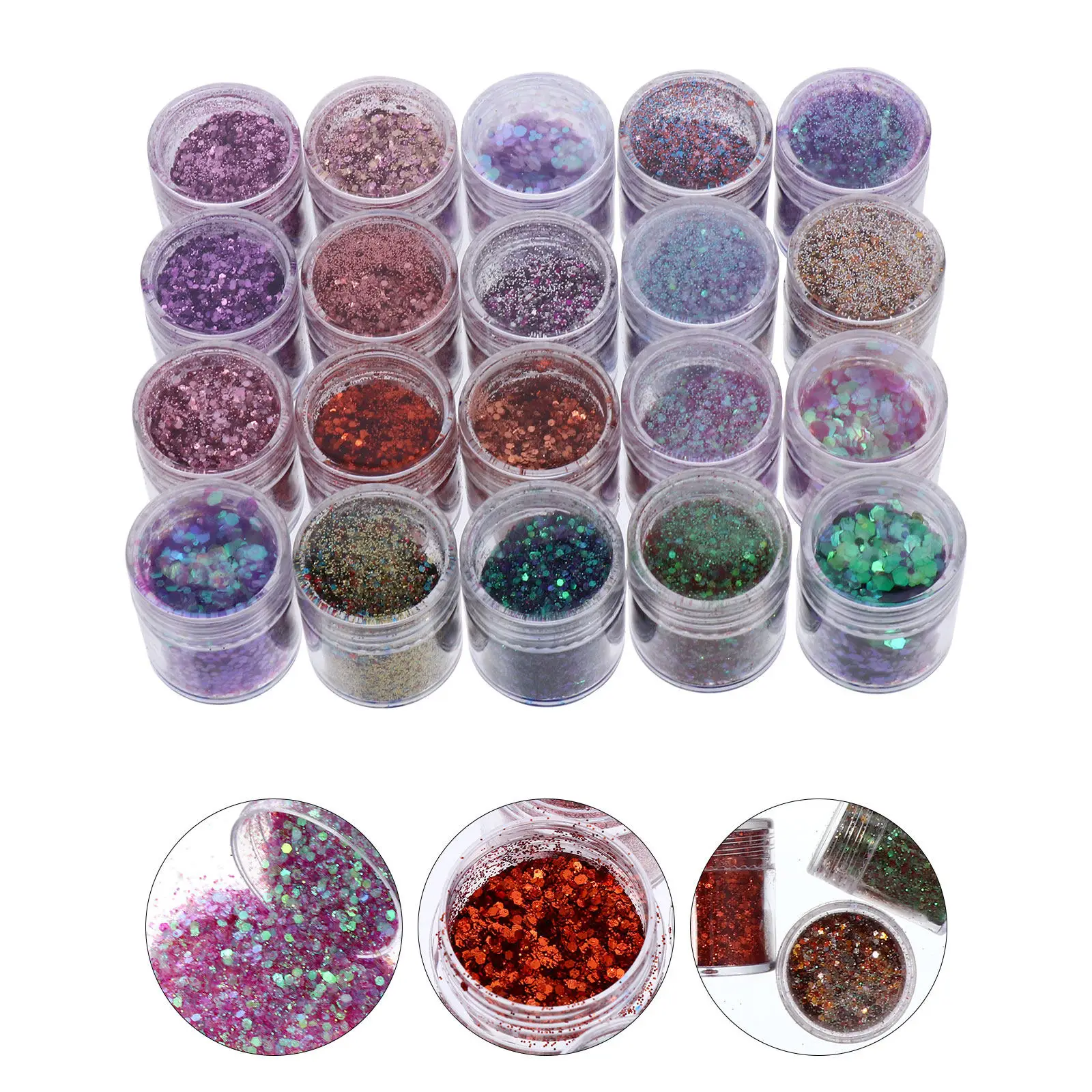 

20Pcs Sparkling Powder Set Elegant Nail Sequins for Manicure Decor Eye Shadow Body Art Christmas Wedding Party Ornaments