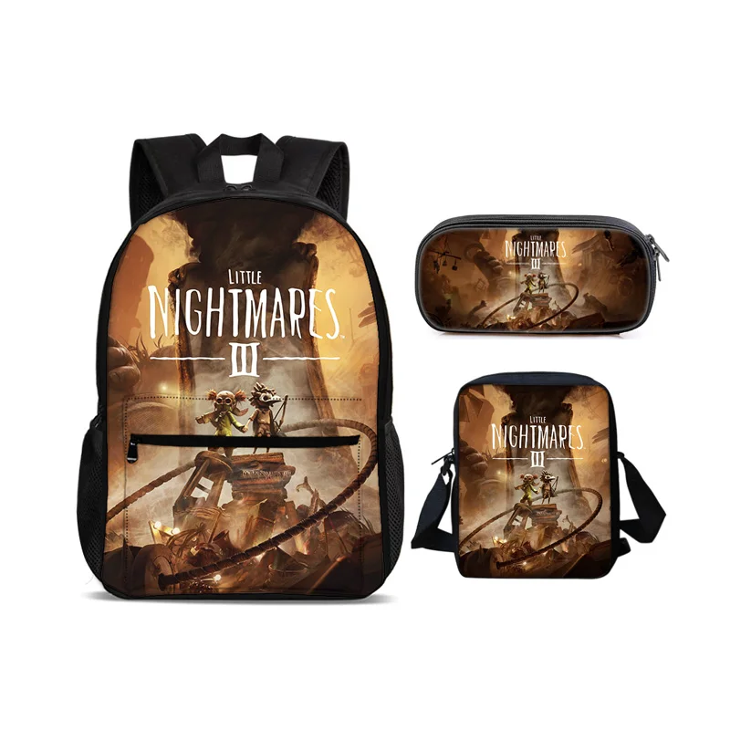 Little Nightmares backpack, pencil case, shoulder bag, 3Pcs Set, cartoon print, new school style for male and female students