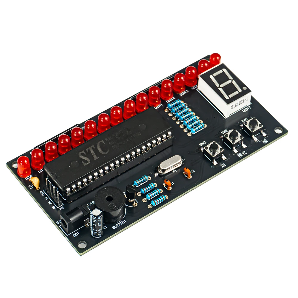 DIY Electronic Kit Adjustable Speed LED Music Flowing Light Multi Form Adjustable STC89C52RC PCB Soldering DIY Practice Kit DC5V