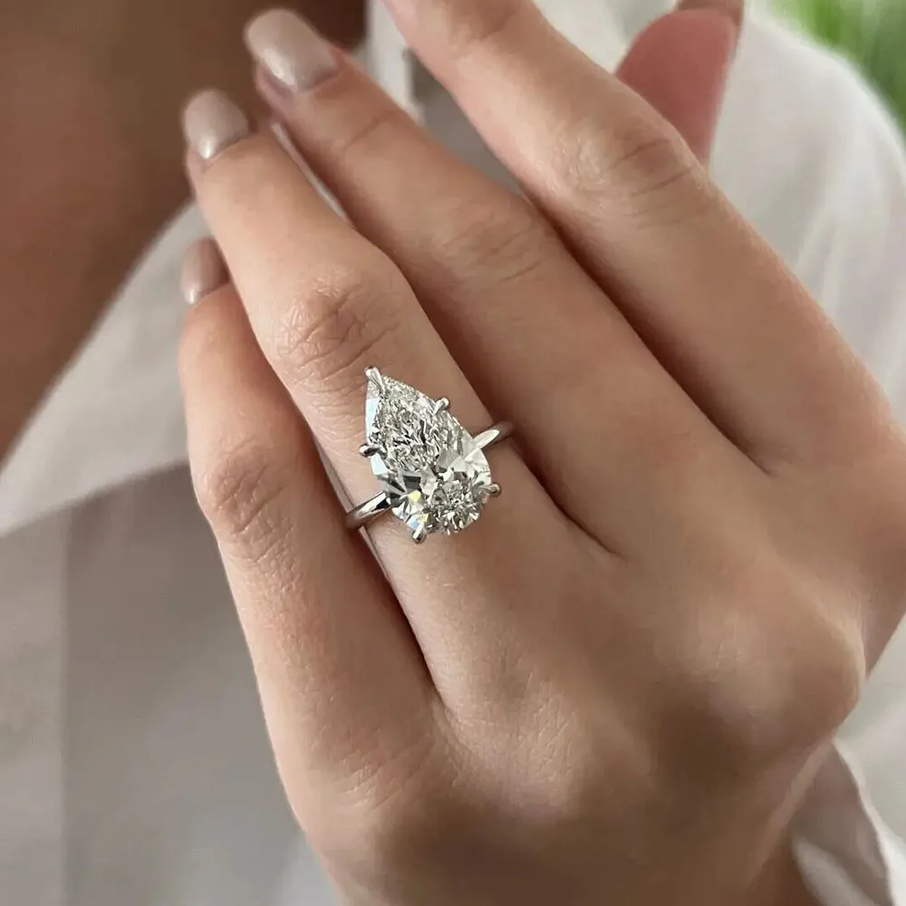 IGI Lab Growing Diamond Ring Pear D Color 1 2 3 4 5 Ct Solid 14K White Gold Ring Diamond wedding ring Factory Engagement Ring
