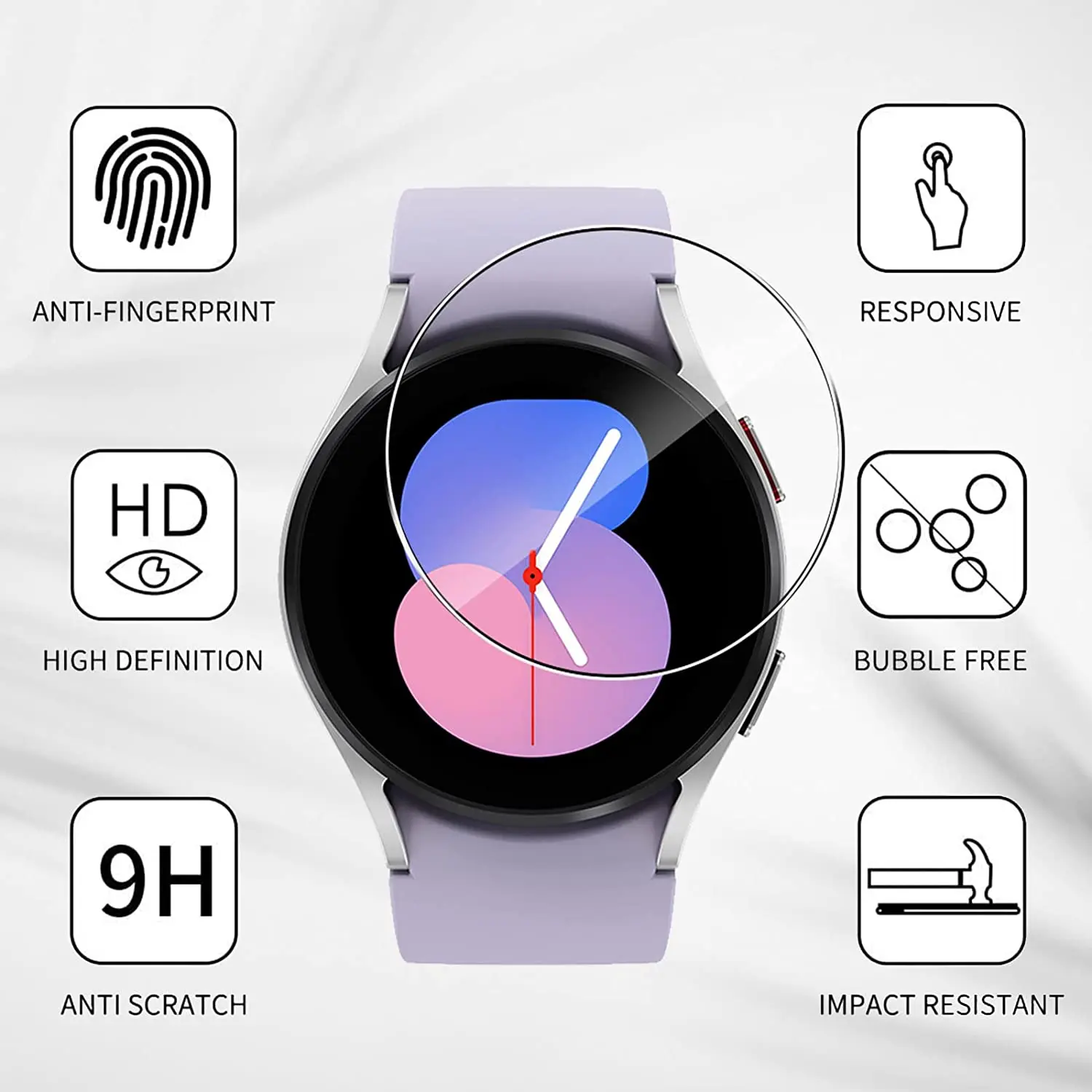 3Pcs Tempered Film For Samsung Galaxy Watch5 40mm 44mm Scratch Resistant Smart Watch Screen Protector For Galaxy Watch5 Pro 45mm